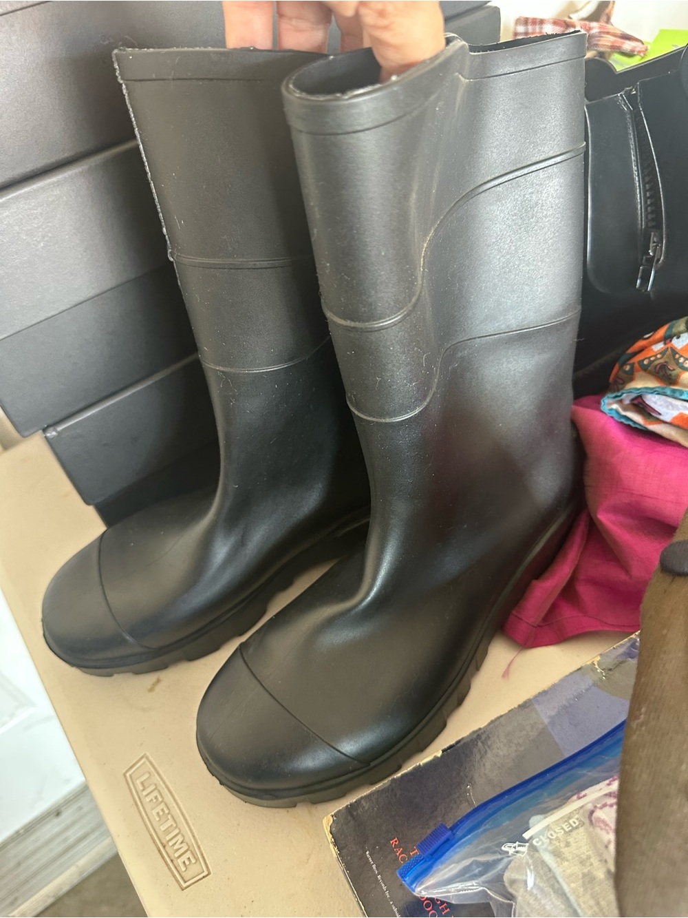 George Black Mid-Calf Rain Boots